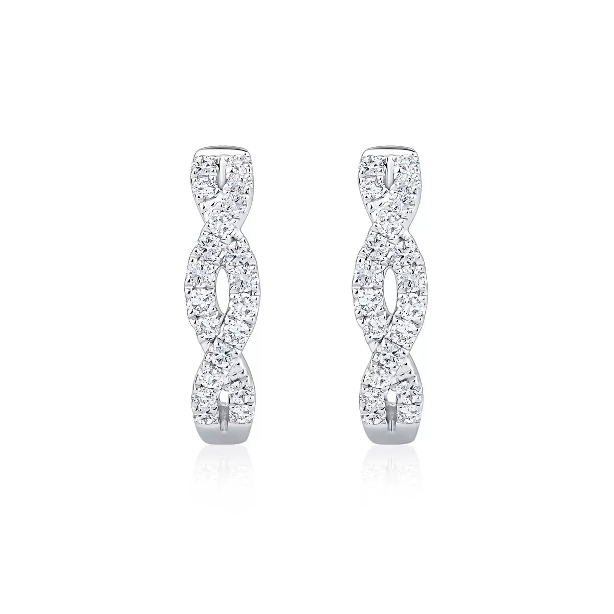0.30ctw Round Brilliant Cut Diamond Twist Hoop Earrings, 18ct White Gold