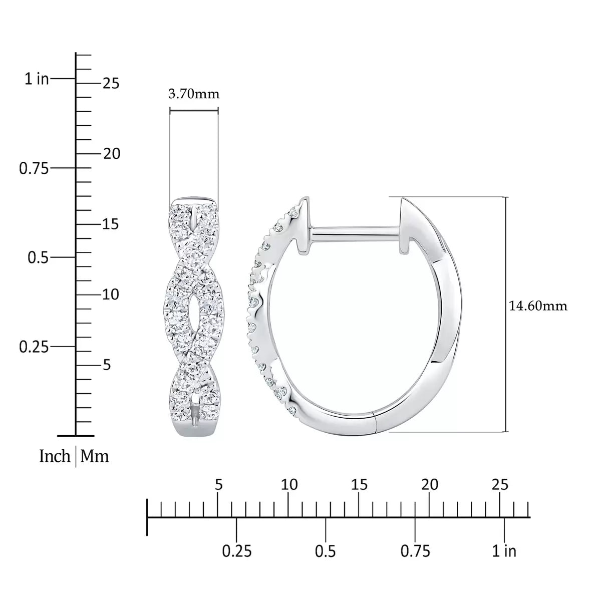 0.30ctw Round Brilliant Cut Diamond Twist Hoop Earrings, 18ct White Gold