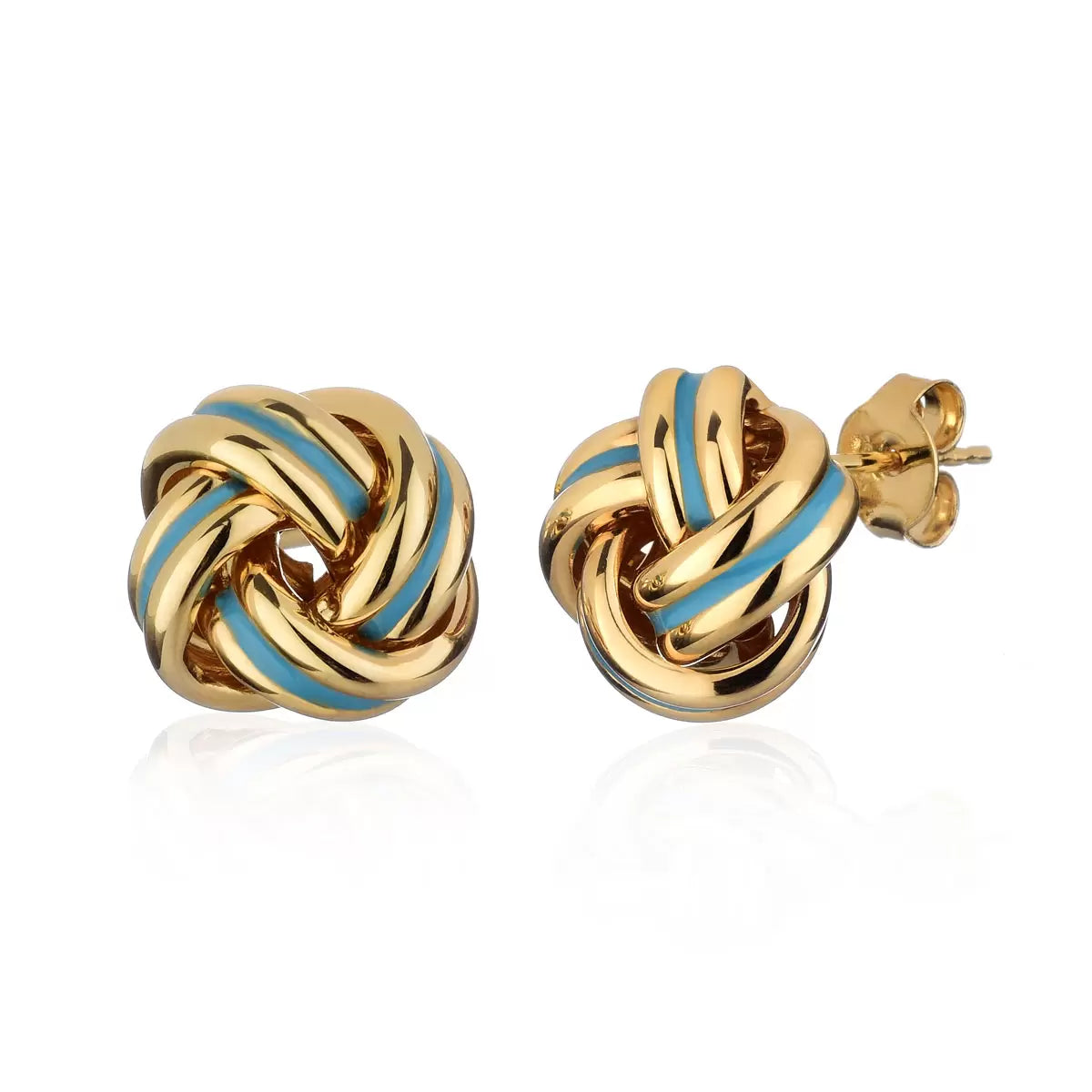 14ct Yellow Gold Enamel Love Knot Earrings