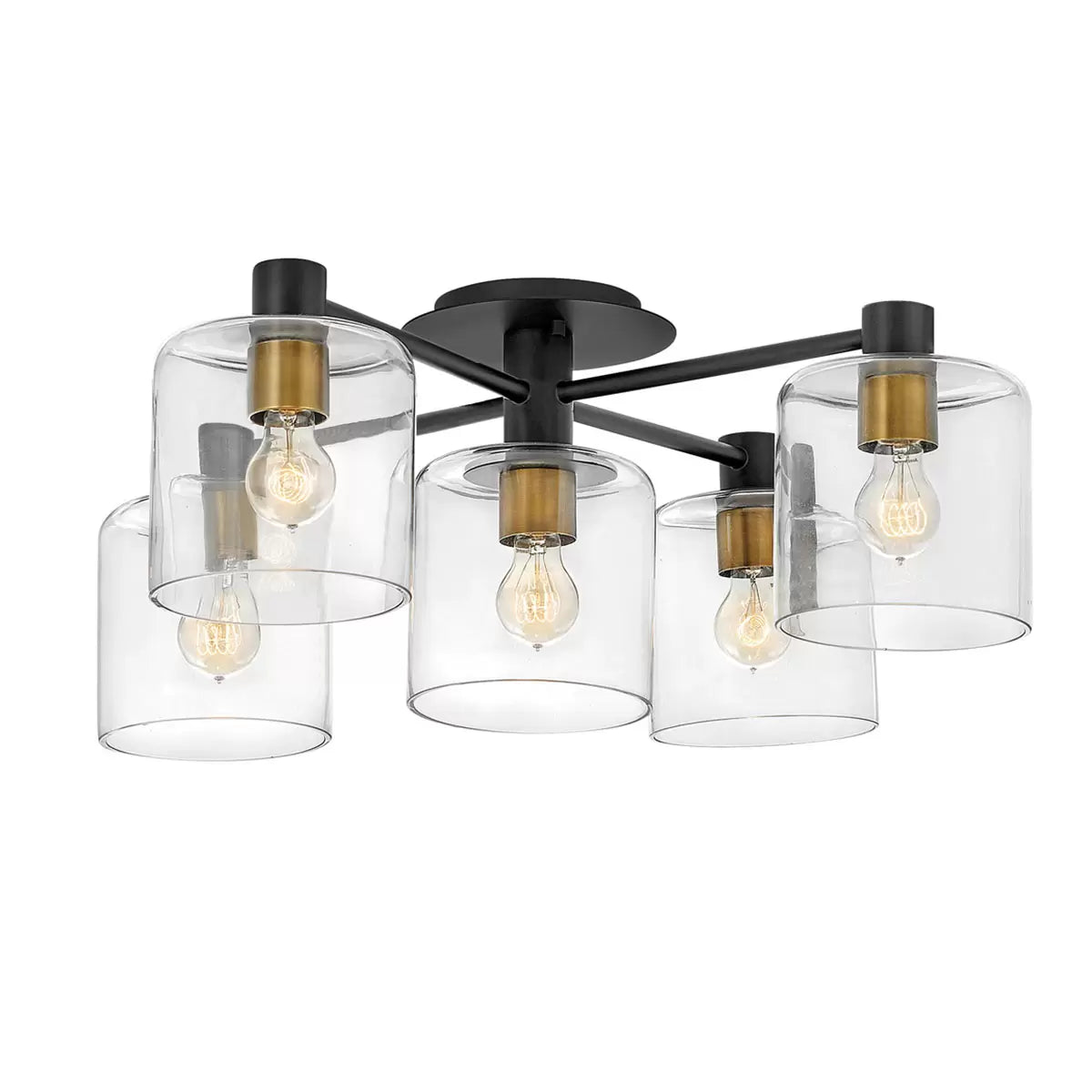 Hinkley Quintiesse 5 Light Axel Ceiling Light in Black and Heritage Brass Model