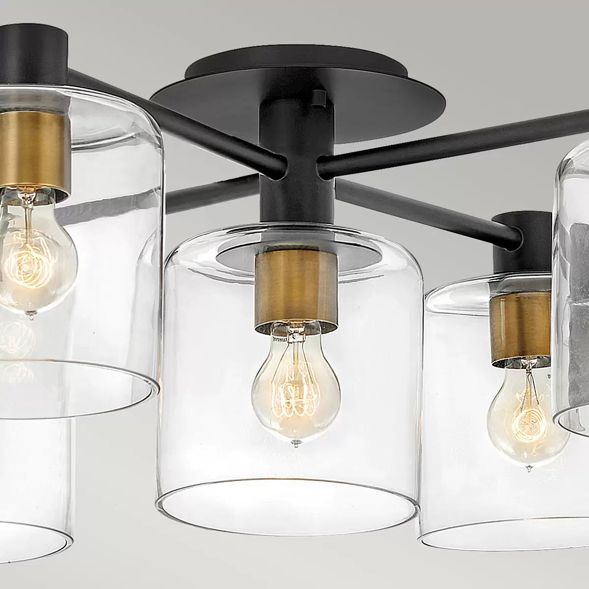 Hinkley Quintiesse 5 Light Axel Ceiling Light in Black and Heritage Brass Model