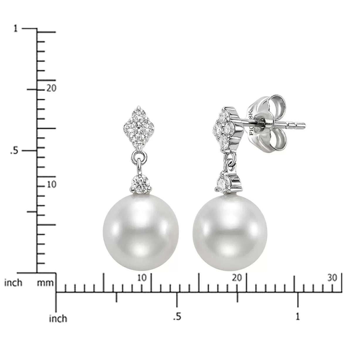 8-8.5mm Cultured Freshwater Pearl & 0.34ctw Round Brilliant Cut Diamond