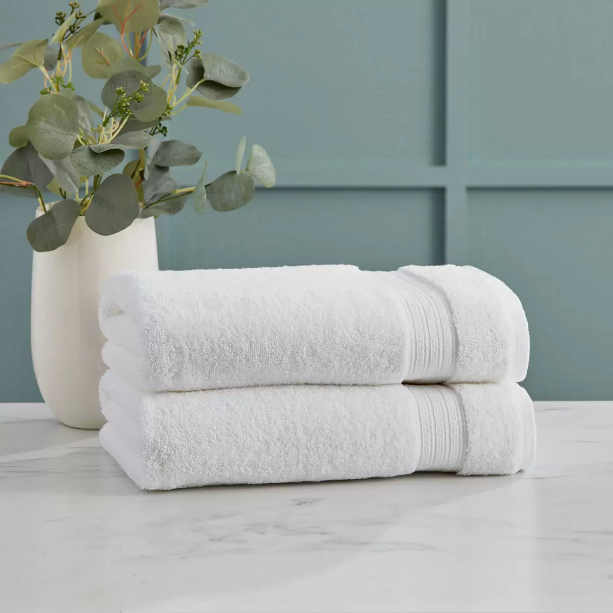 Grandeur 100% Cotton White Bath Towels, 2 Pack