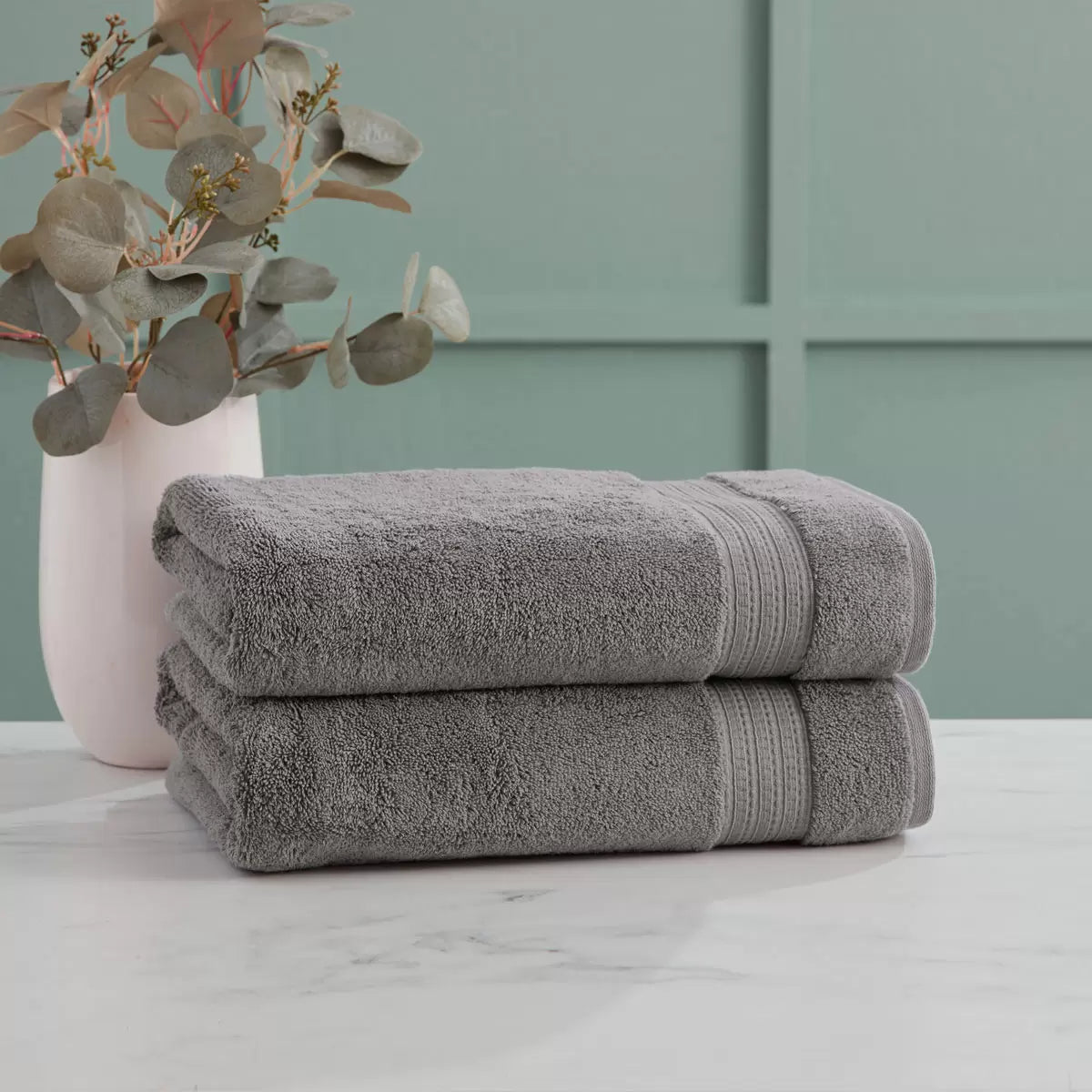 Grandeur 100% Cotton Grey Bath Towels, 2 Pack