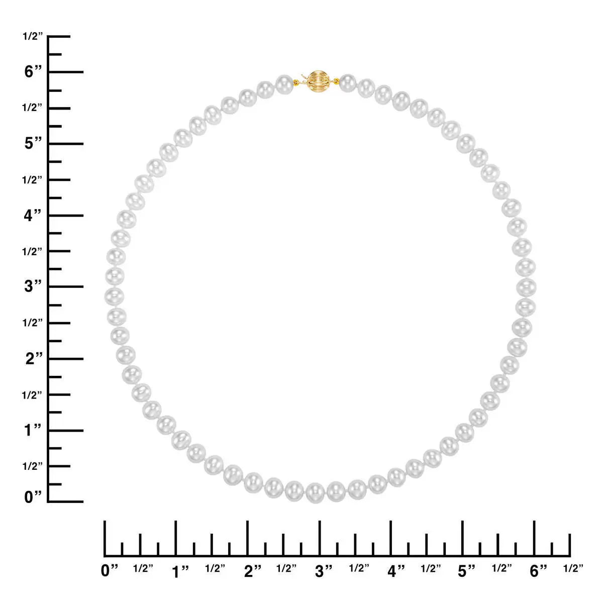 6.5-7mm Cultured Freshwater White Pearl Strand Necklace, 14ct Yellow Gold