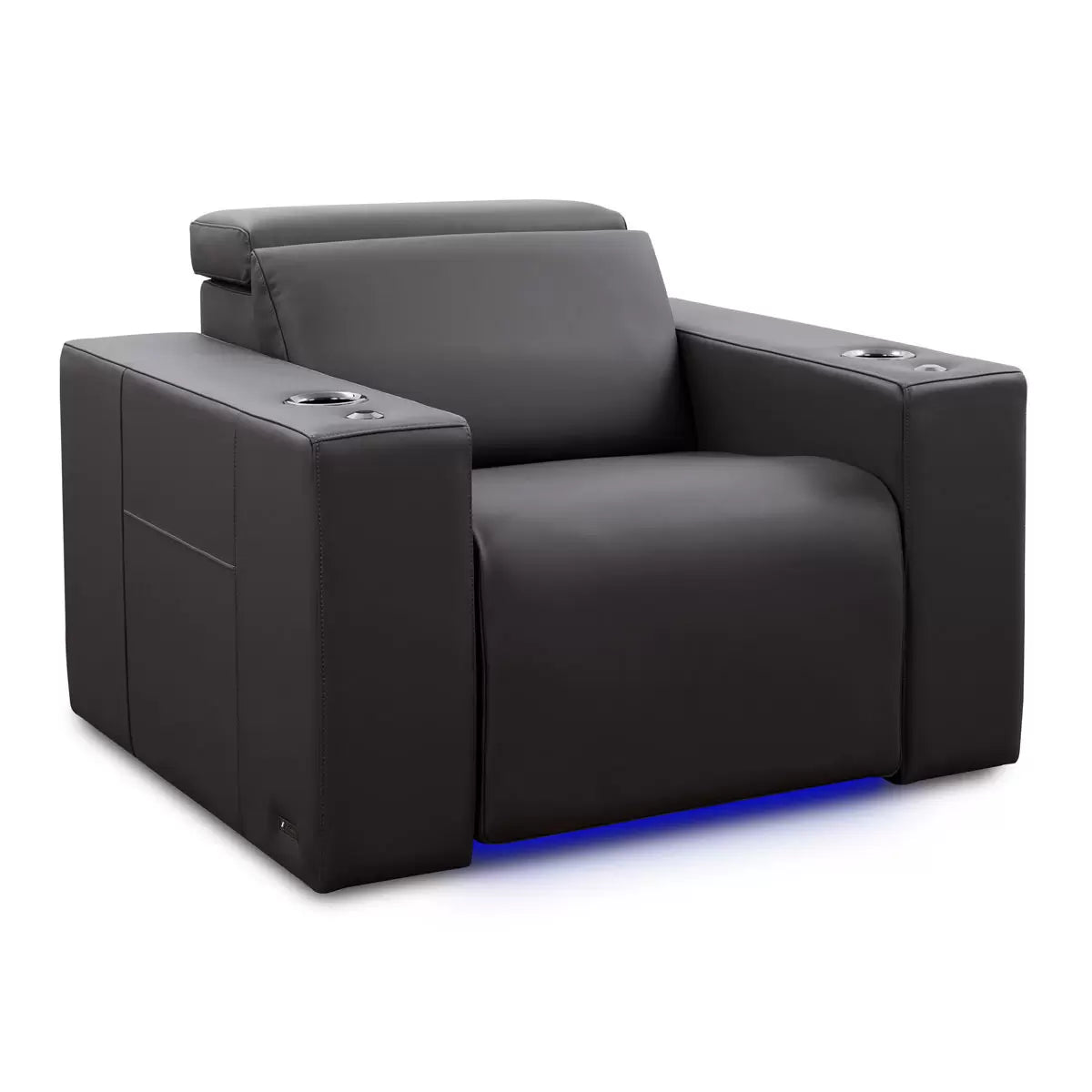 Valencia Barcelona Black Leather Power Reclining Home Theatre Chair with RGB LED