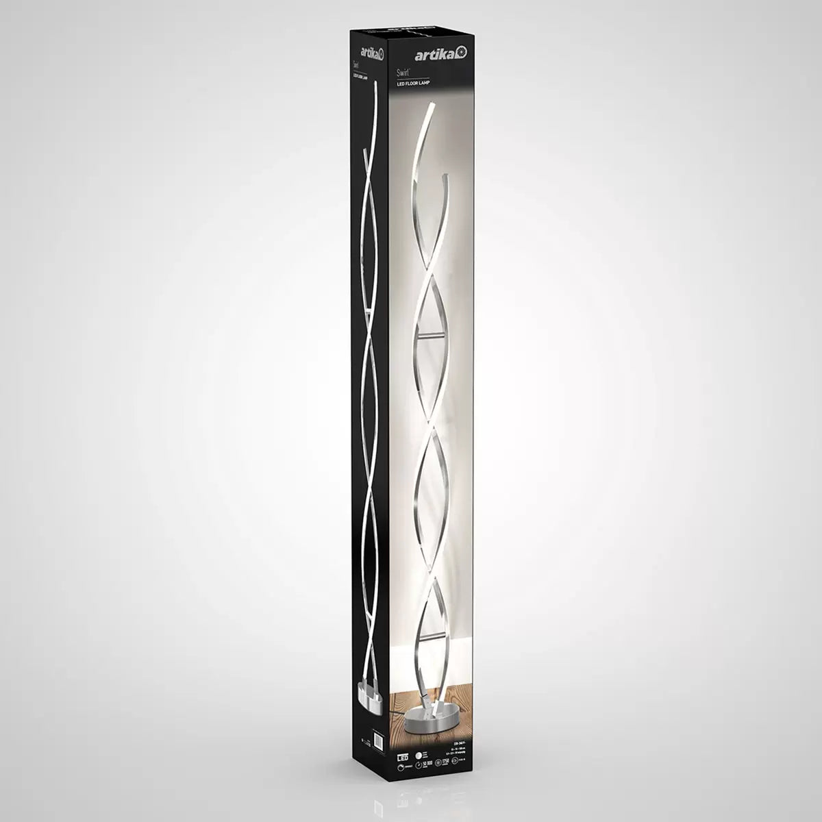 Artika Chrome Swirl LED Floor Lamp