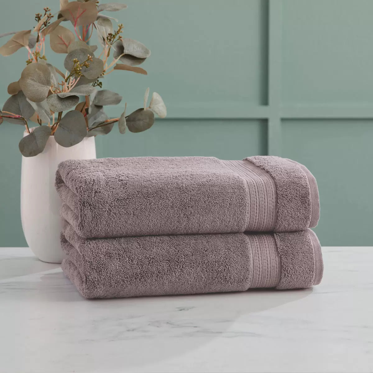 Grandeur 100% Cotton Purple Bath Sheets, 2 Pack