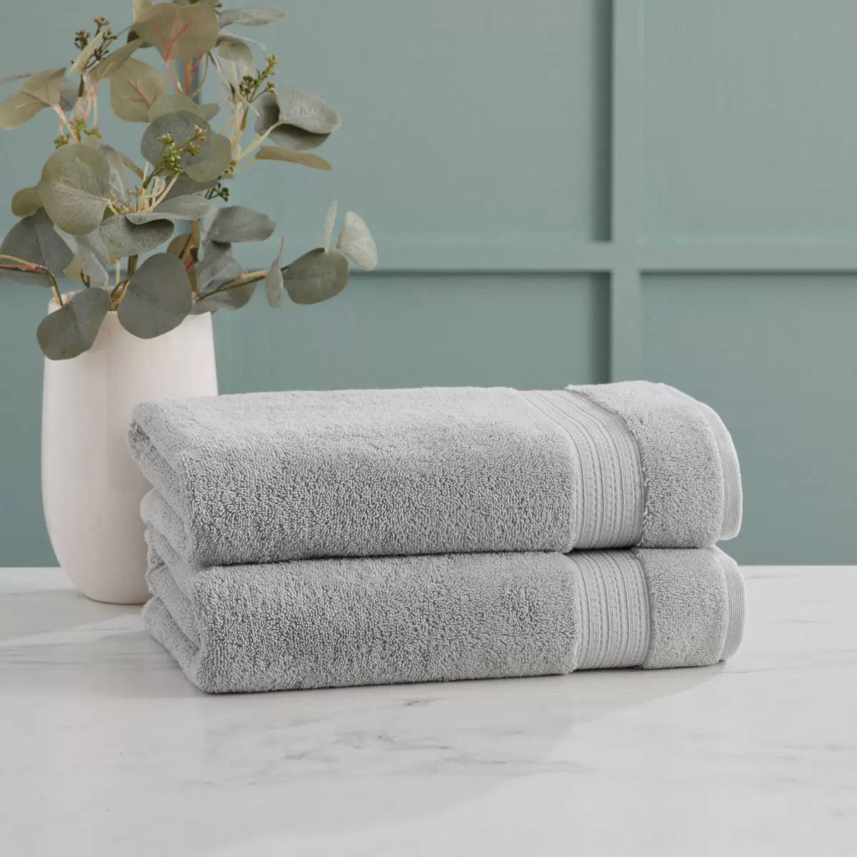 Grandeur 100% Cotton Light Grey Bath Towels, 2 Pack