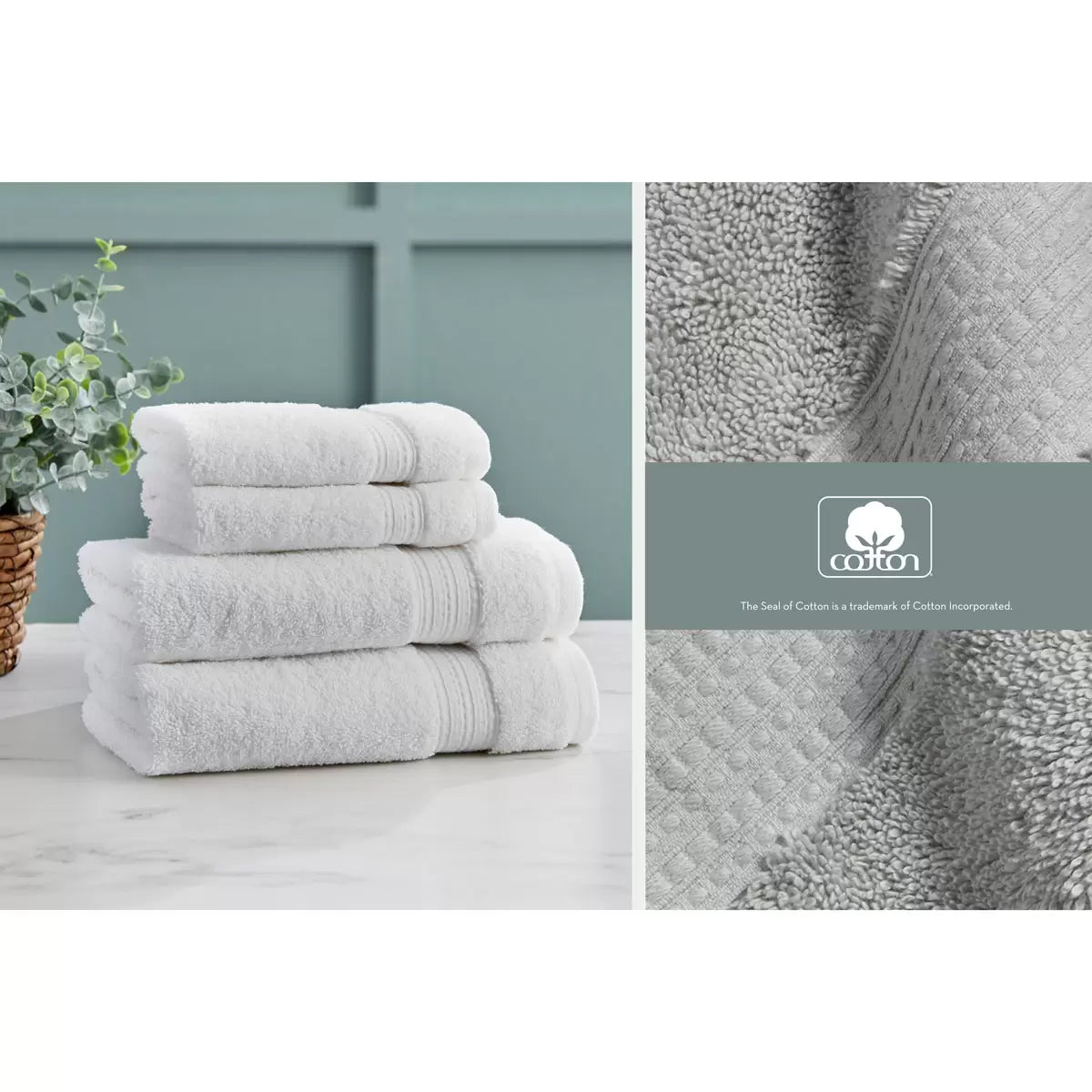 Grandeur 100% Cotton Grey Bath Sheets, 2 Pack