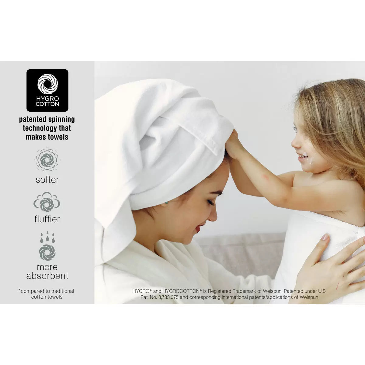 Grandeur 100% Cotton White Bath Towels, 2 Pack