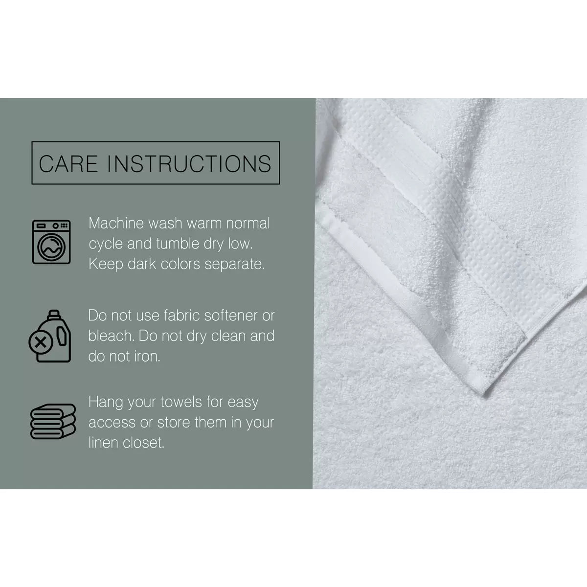 Grandeur 100% Cotton White Bath Towels, 2 Pack
