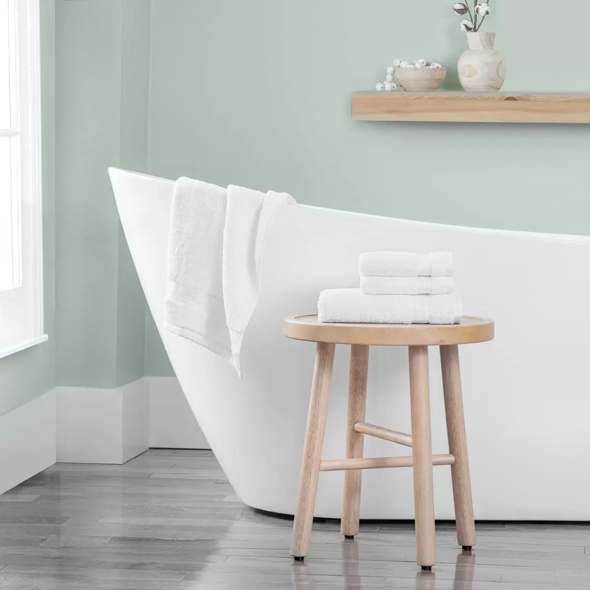Grandeur 100% Cotton White Bath Towels, 2 Pack