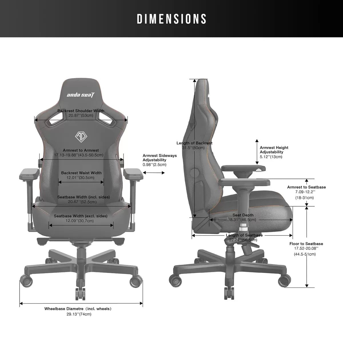 anda seaT Kaiser Series 3 Large Gaming Chair, Black, view 2