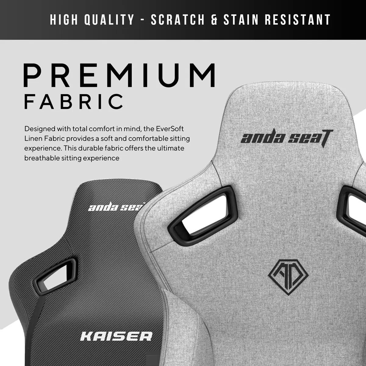 anda seaT Kaiser Series 3 Large Fabric Gaming Chair, Grey, view 5