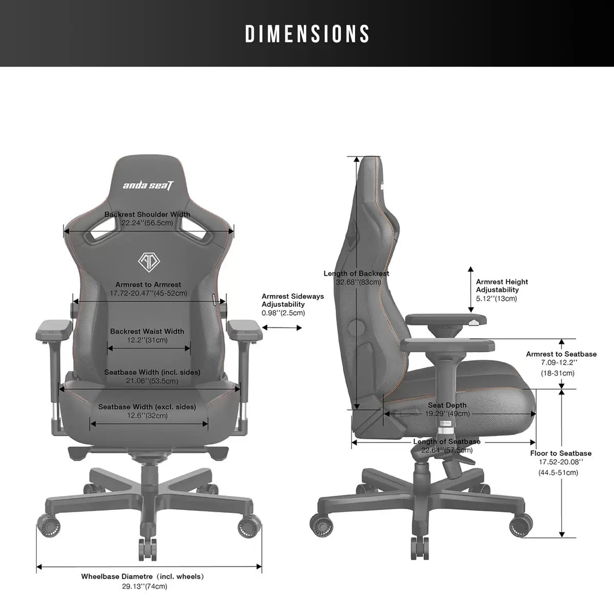 anda seaT Kaiser Series 3 Extra Large Gaming Chair, Black, view 3