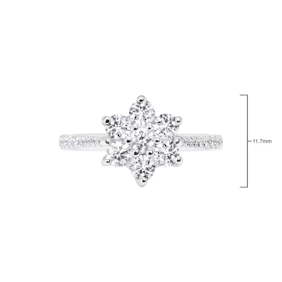 1.00ctw Round Brilliant Cut Diamond Daisy Ring, 18ct White Gold