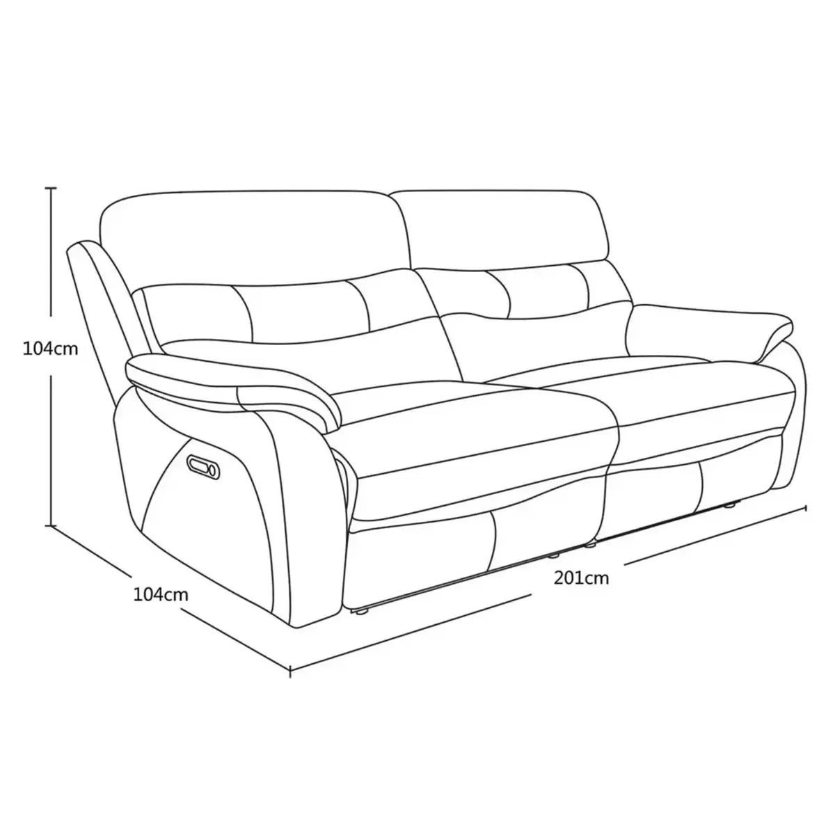 Fletcher Dark Grey Leather Power Reclining Large 2 Seater Sofa with Power