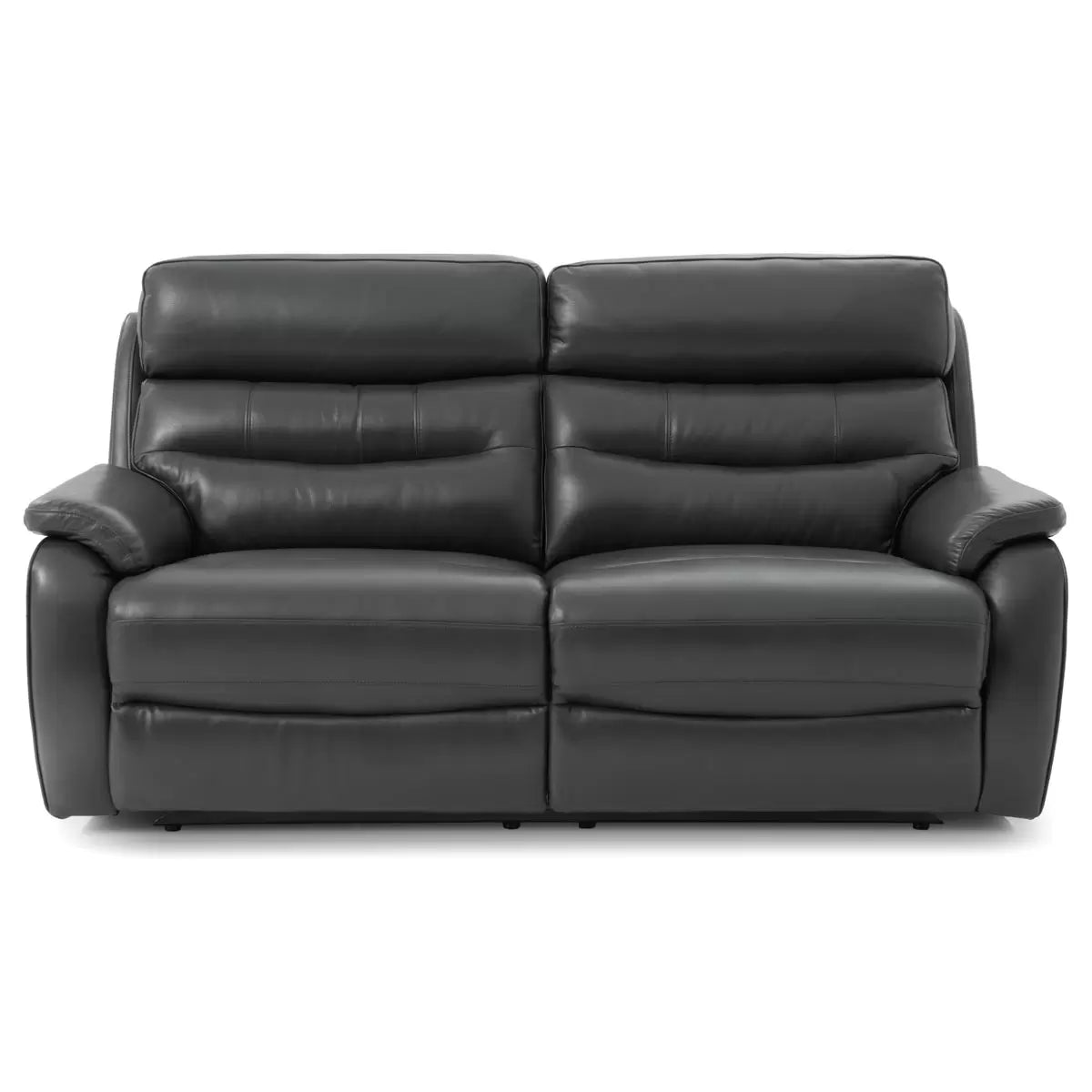 Fletcher Dark Grey Leather Power Reclining Large 2 Seater Sofa with Power