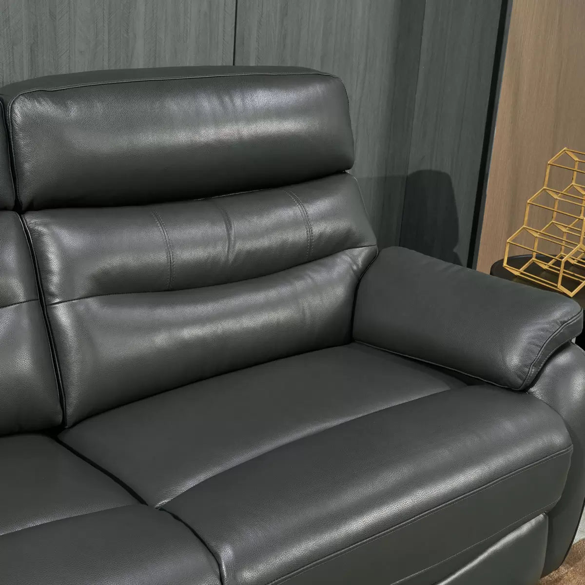Fletcher Dark Grey Leather Power Reclining Large 2 Seater Sofa with Power