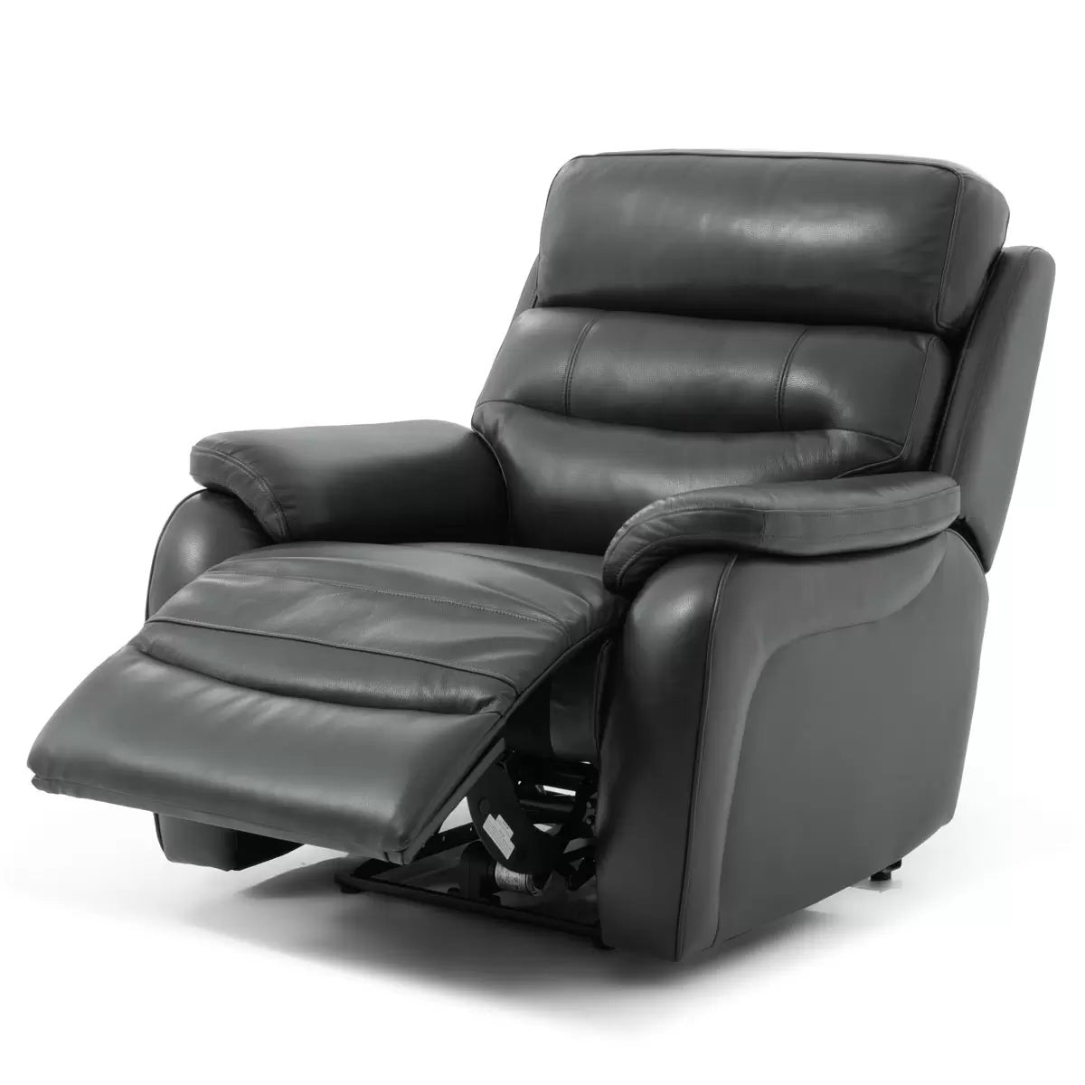 Fletcher Dark Grey Leather Power Recliner Armchair with Power Headrest, view 4