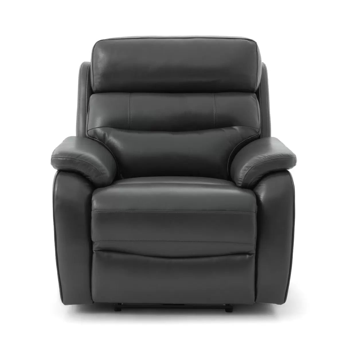 Fletcher Dark Grey Leather Power Recliner Armchair with Power Headrest, view 3