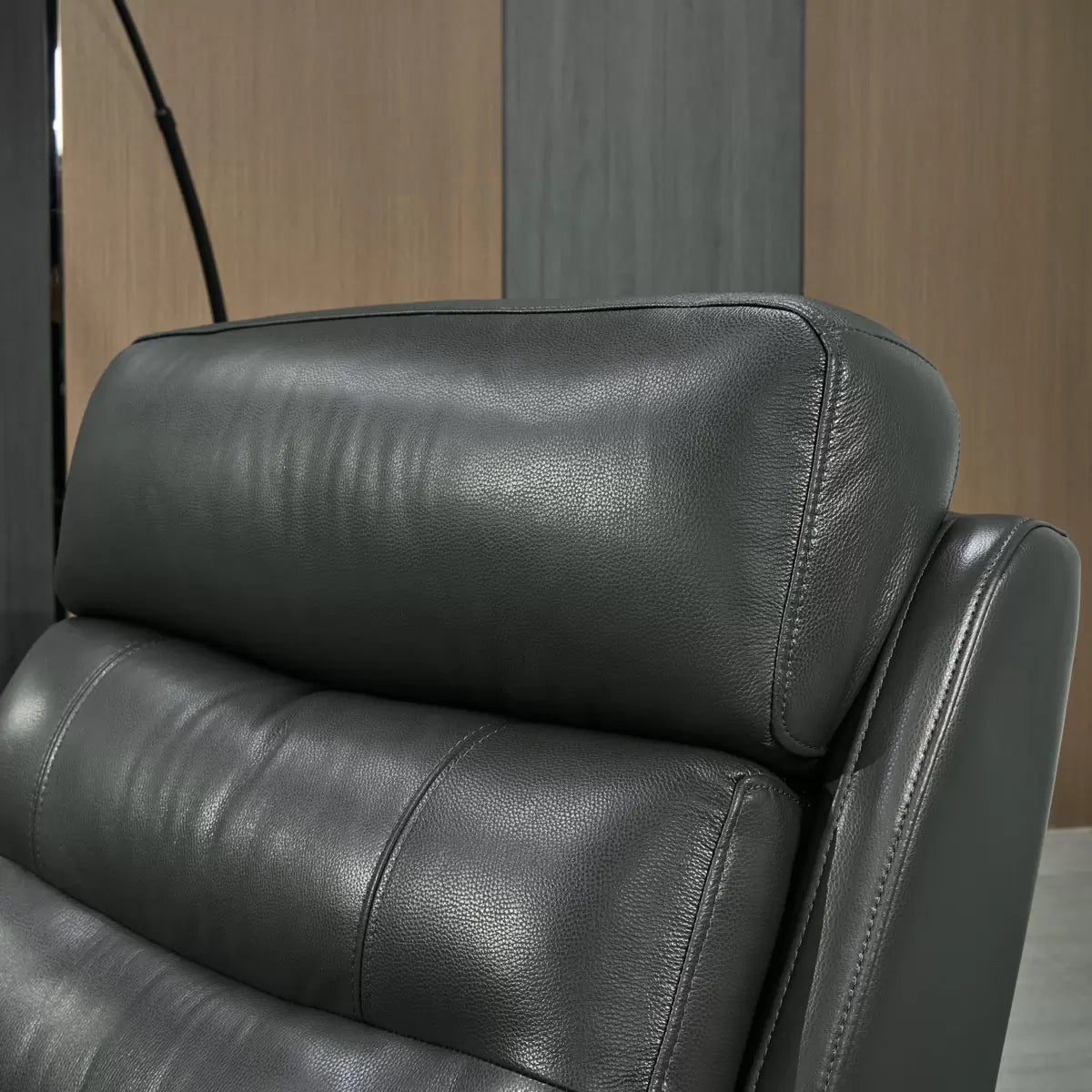Fletcher Dark Grey Leather Power Recliner Armchair with Power Headrest, view 6