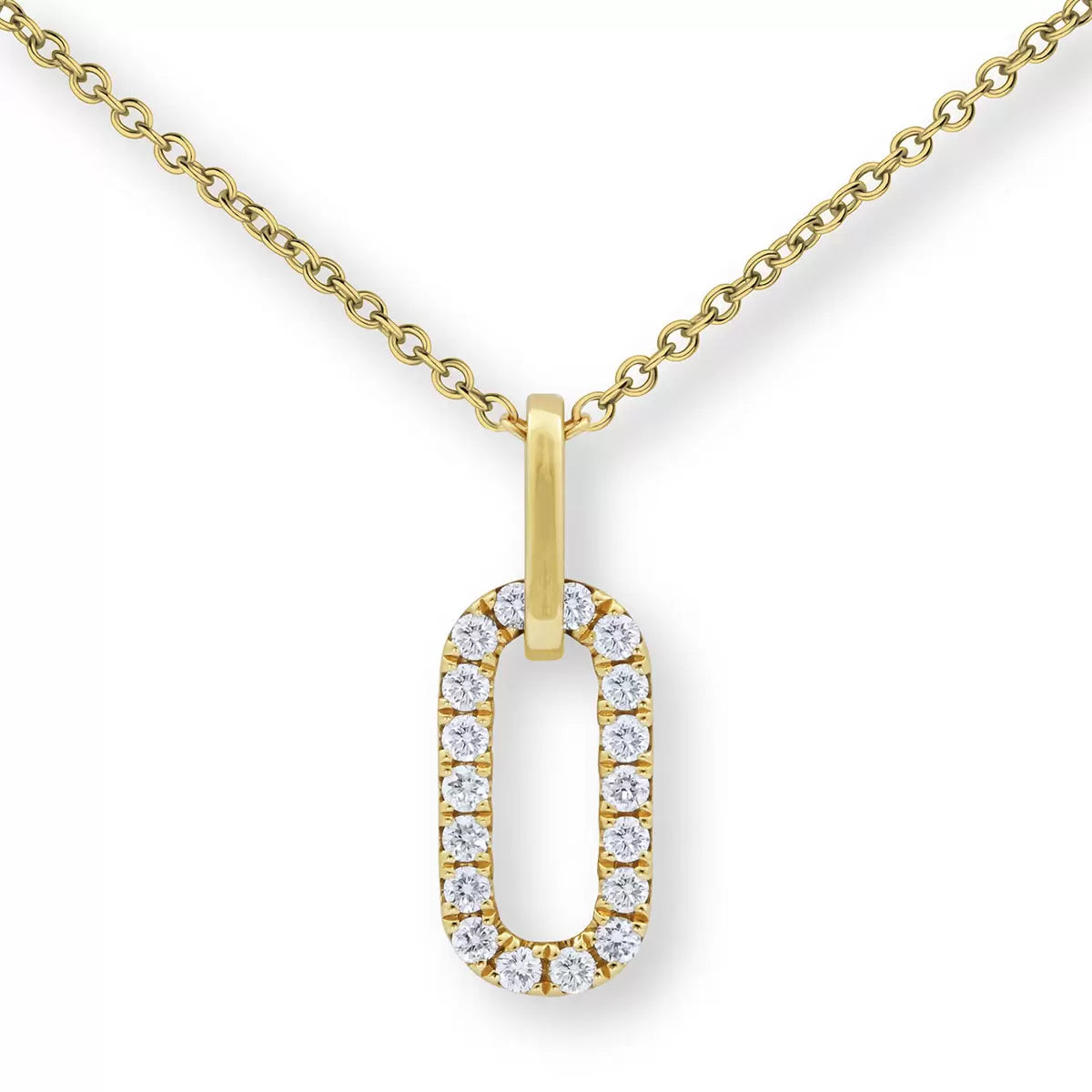 0.27ctw Round Brilliant Cut Diamond Paperclip Pendant, 14ct Yellow Gold