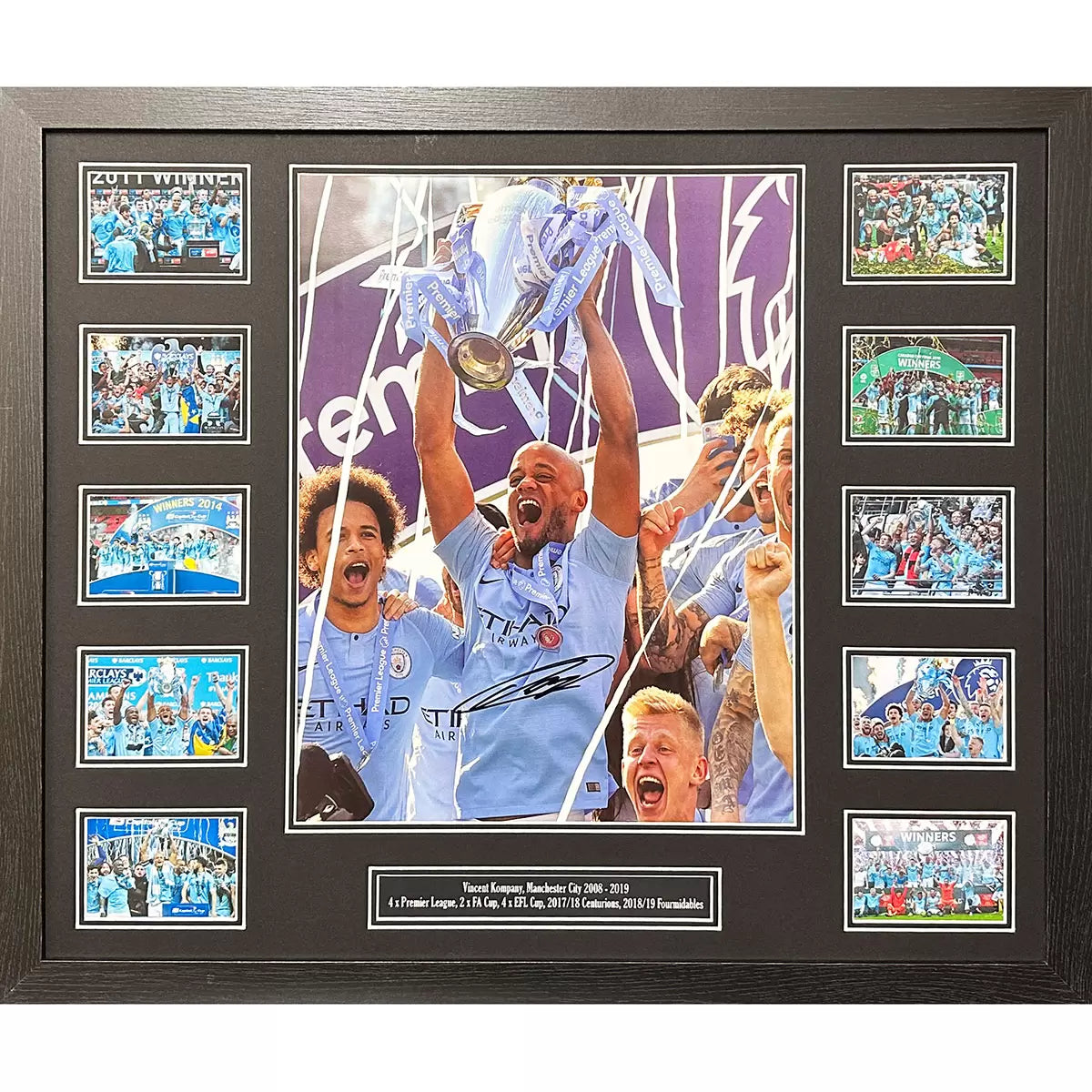 Vincent Kompany Signed Framed Manchester City Football Photograph