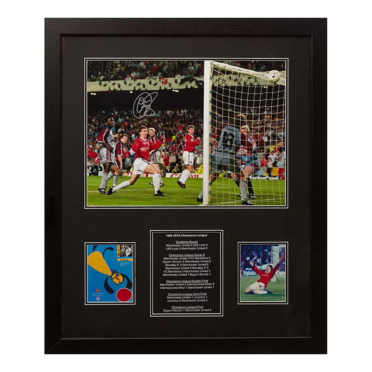 Solskjaer Signed Framed Manchester United Champions League Final Football