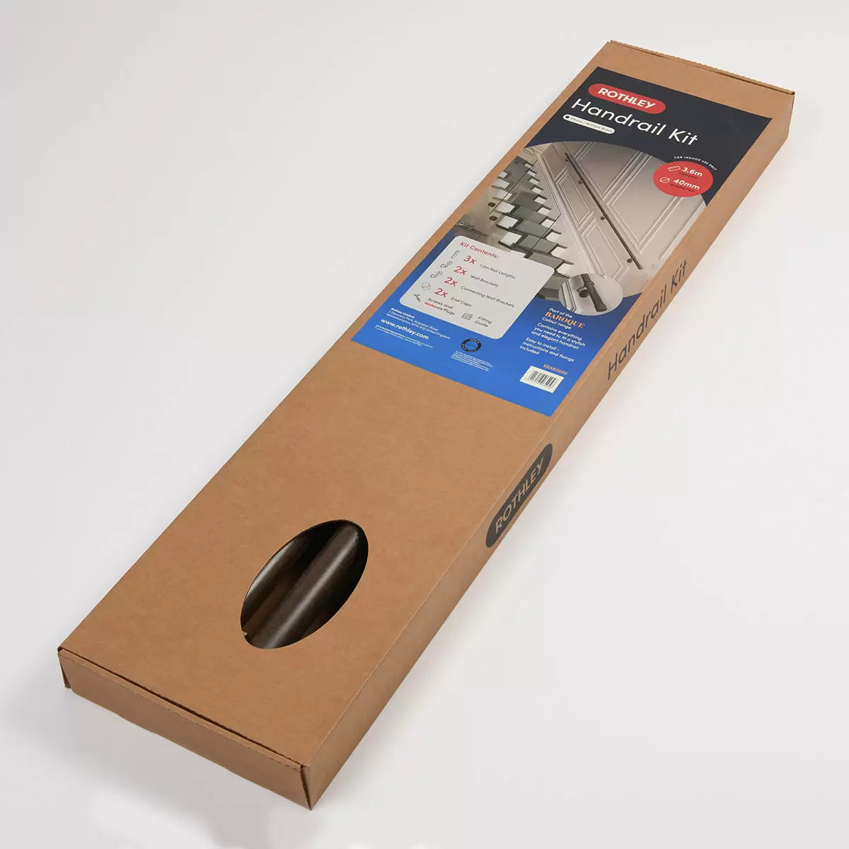 Rothley Ebony Wood Finish 3600mm Hand Rail Kit