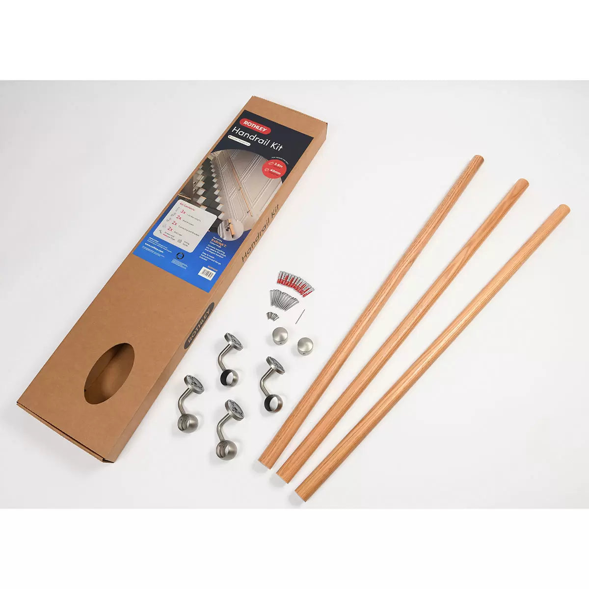 Rothley Oak Wood Finish 3600m Hand Rail Kit