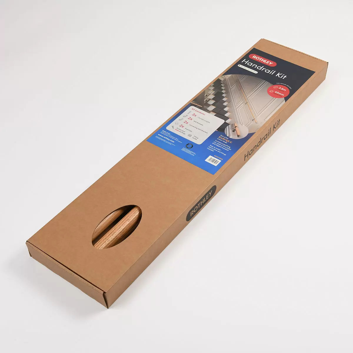 Rothley Oak Wood Finish 3600m Hand Rail Kit