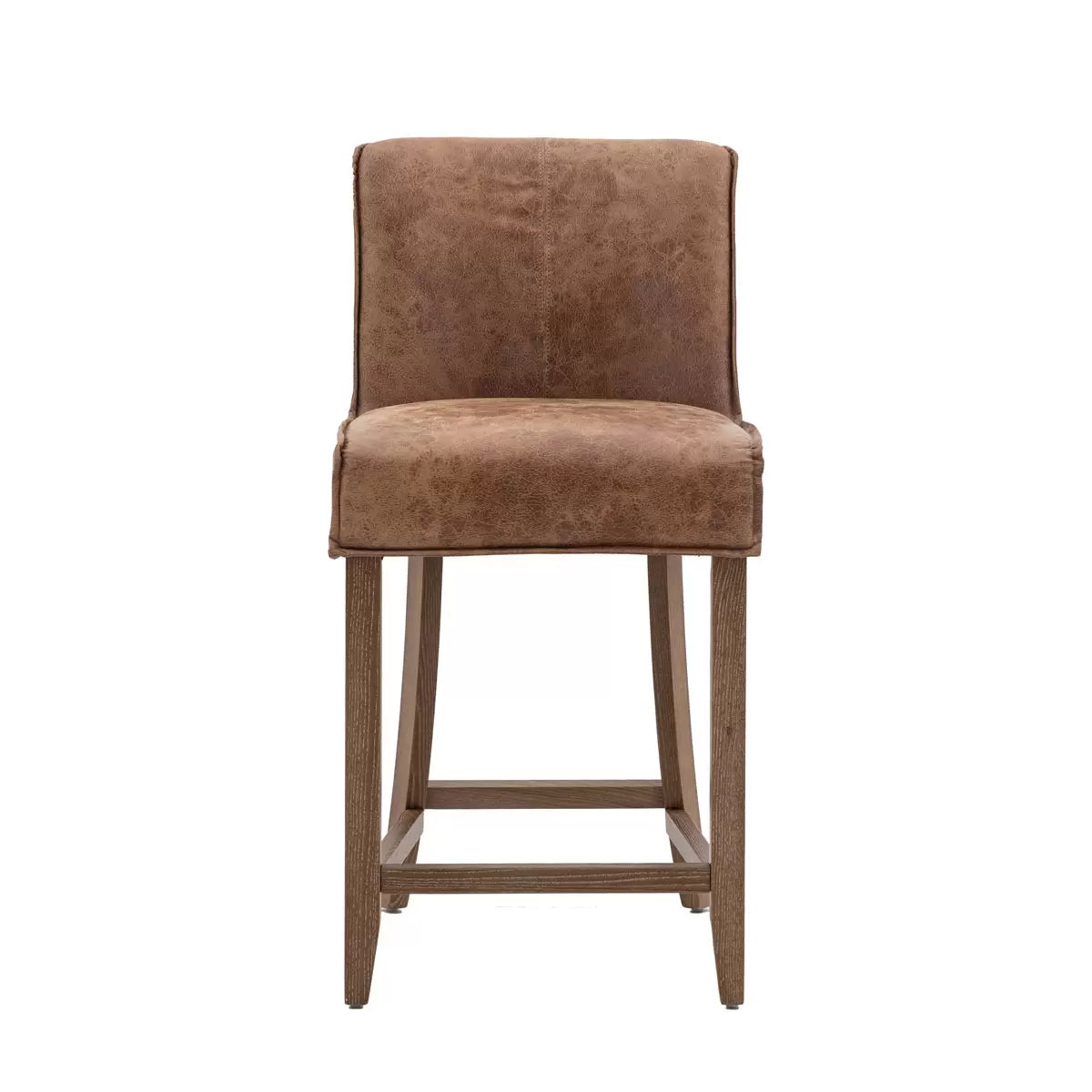 Gallery Tarnby Brown Leather Bar Stool, 2 Pack
