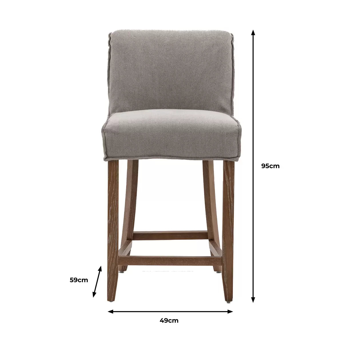 Gallery Tarnby Grey Linen Bar Stool, 2 Pack