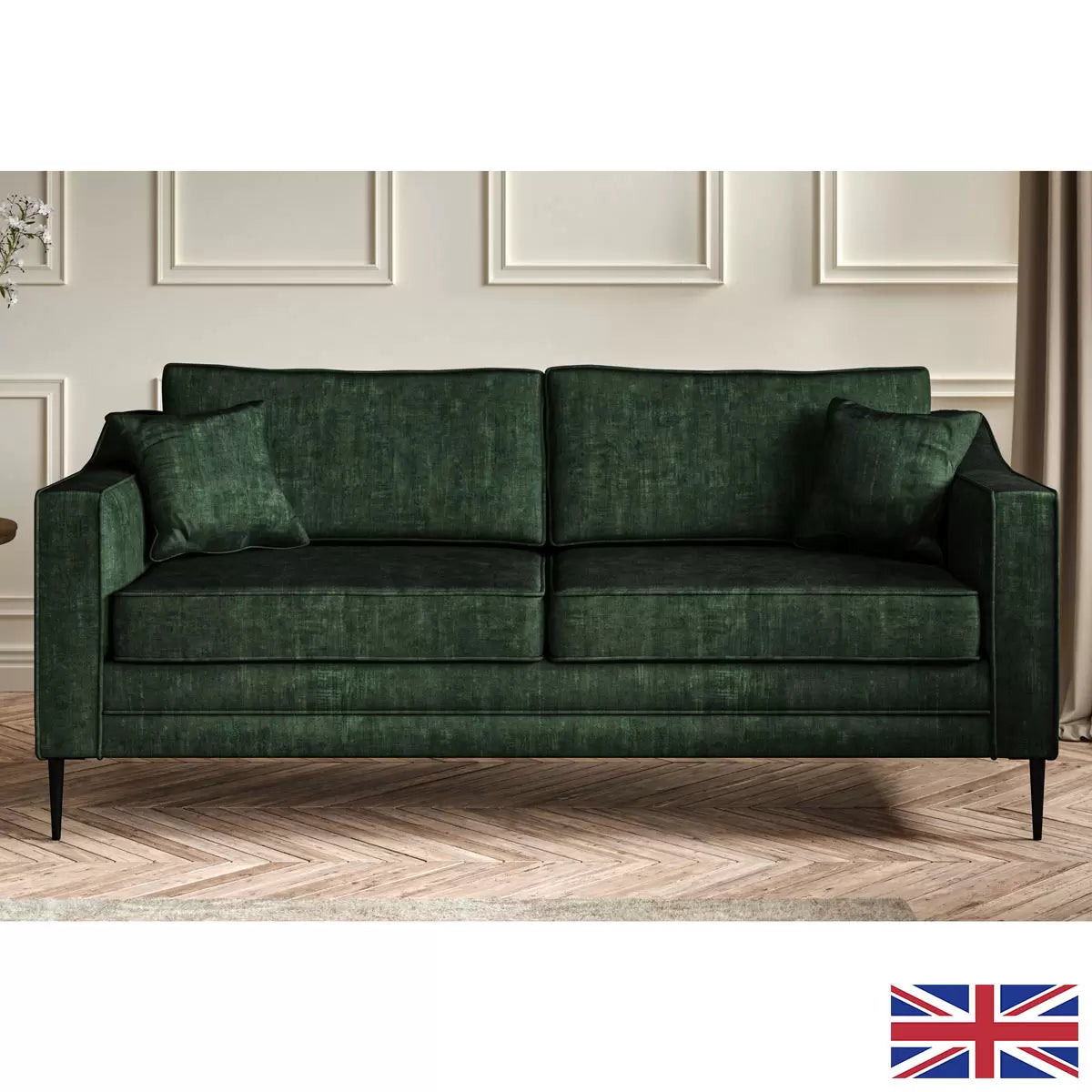 Aspen Green Velvet 3 Seater Sofa