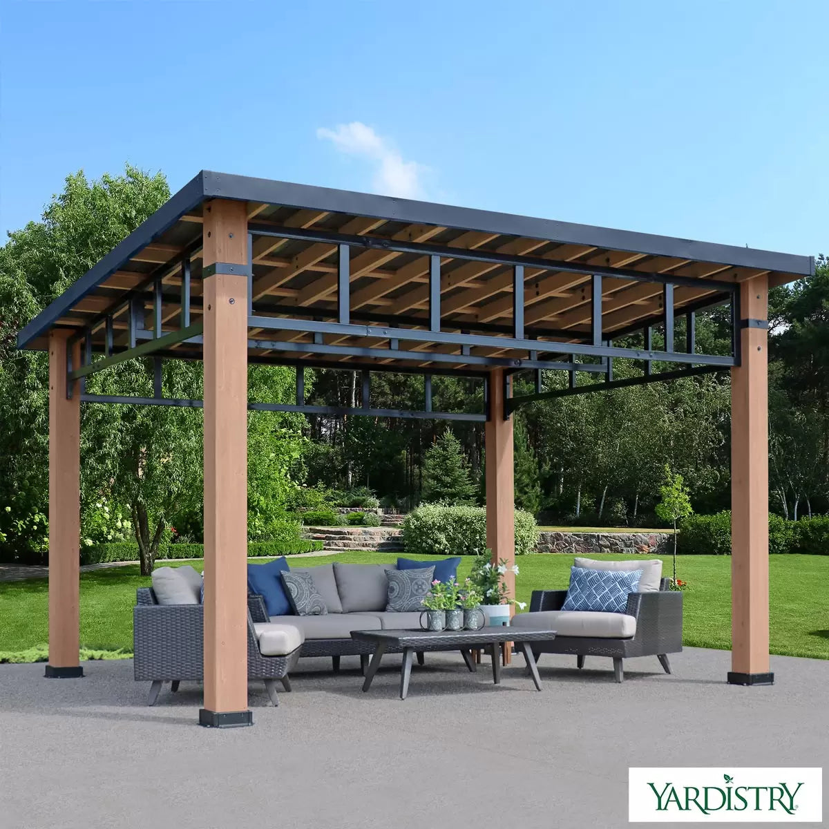 Yardistry 12ft x 14ft (3.7 x 4.3m) Contemporary Gazebo with Aluminium Flat Top
