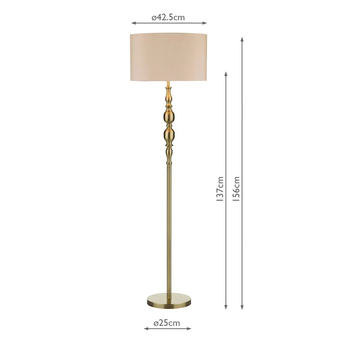 Madrid Antique Brass Floor Lamp with Faux Silk Shade