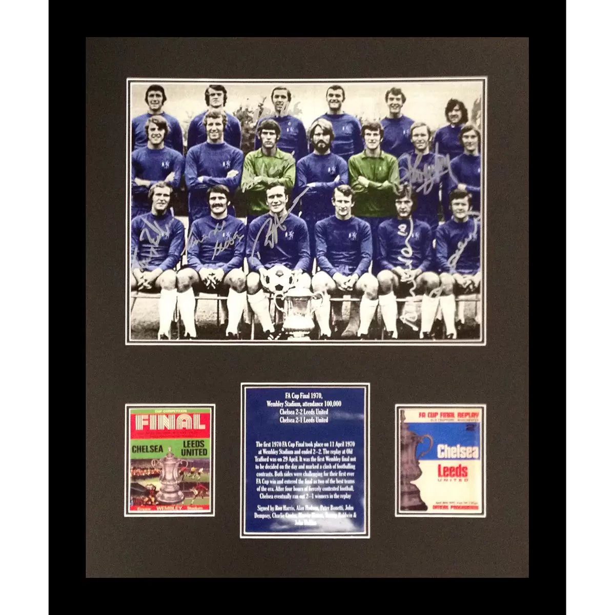 Chelsea Signed Framed 1970 FA Cup Signed by 8 Football Players