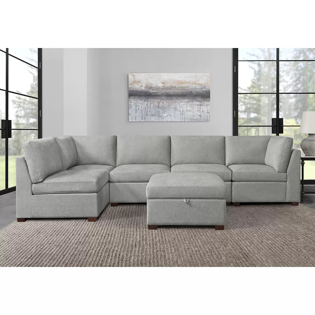 Thomasville Rockford Grey Modular Sofa with Power Footrest