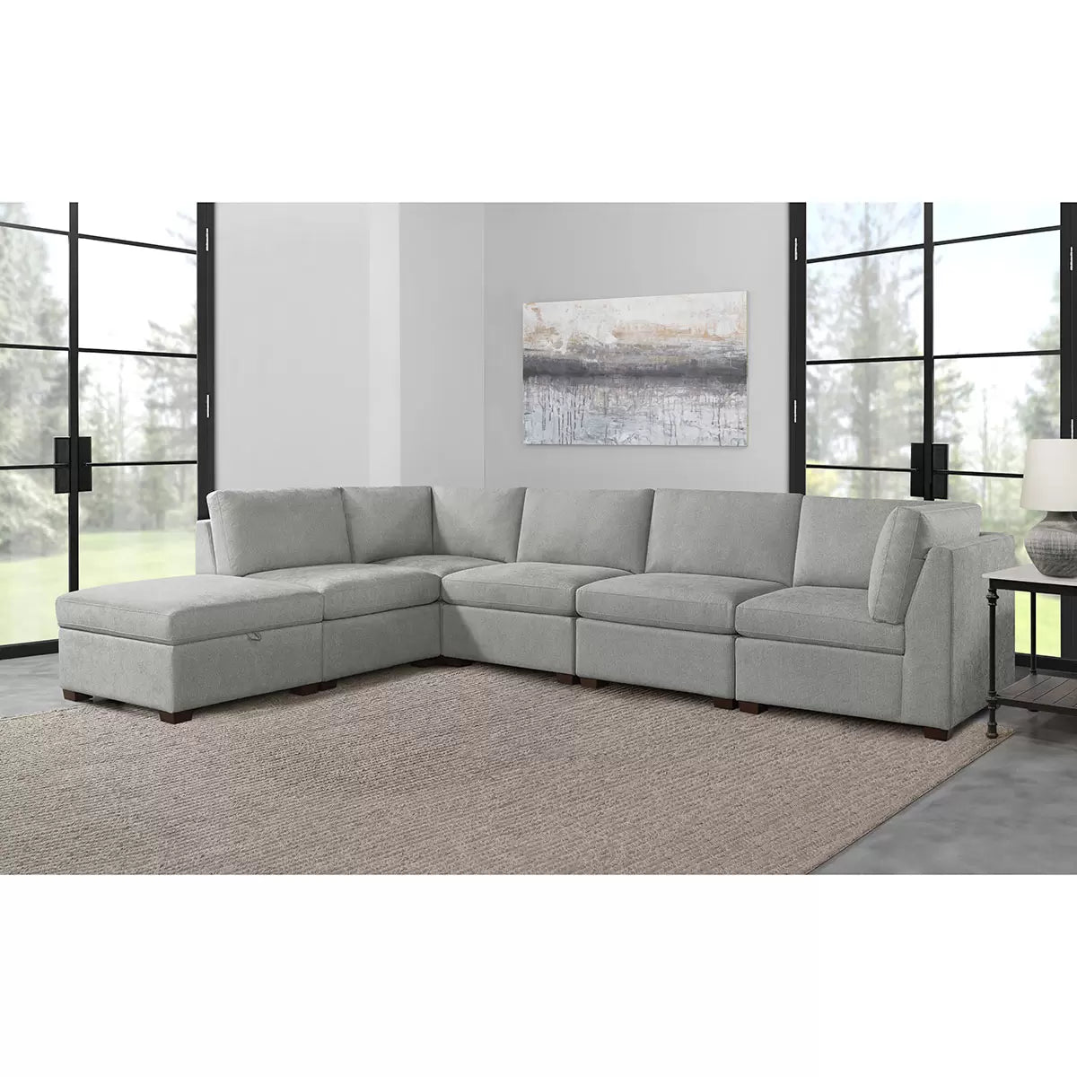 Thomasville Rockford Grey Modular Sofa with Power Footrest