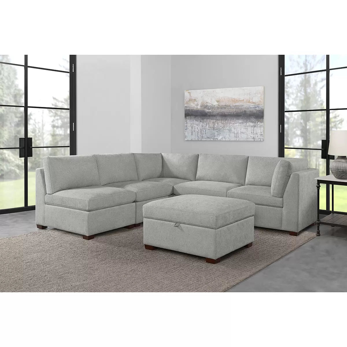 Thomasville Rockford Grey Modular Sofa with Power Footrest
