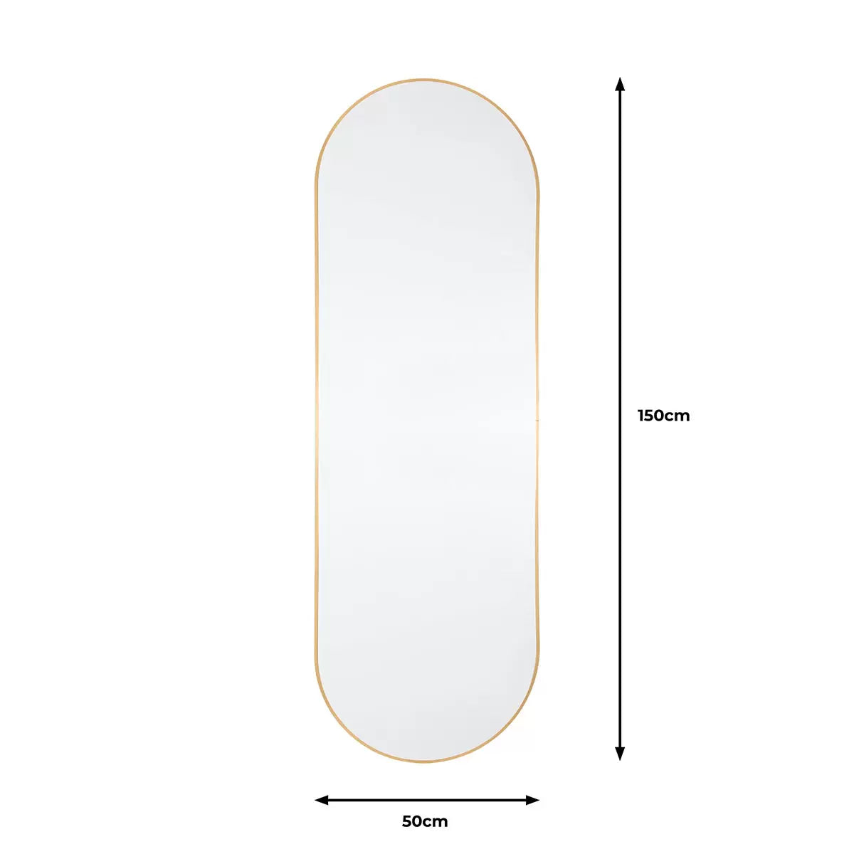 Gallery Yardley Gold Leaner Mirror, 50 x 150 cm