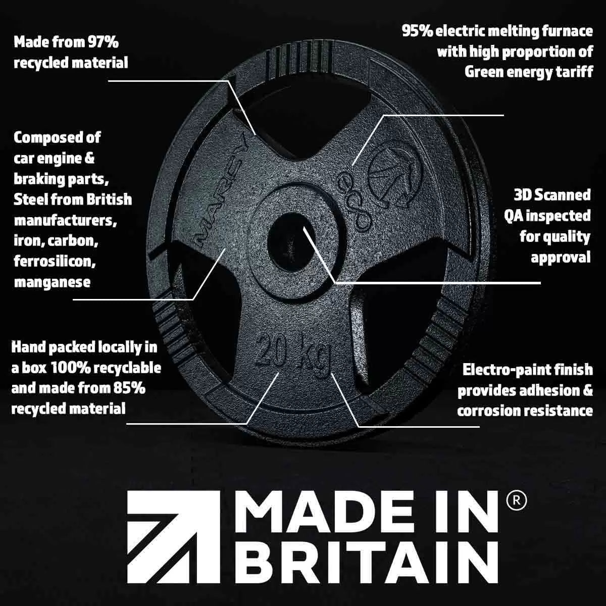 Marcy Made in Britain Eco Olympic Weight Set with 7ft Barbell in 3 Sizes