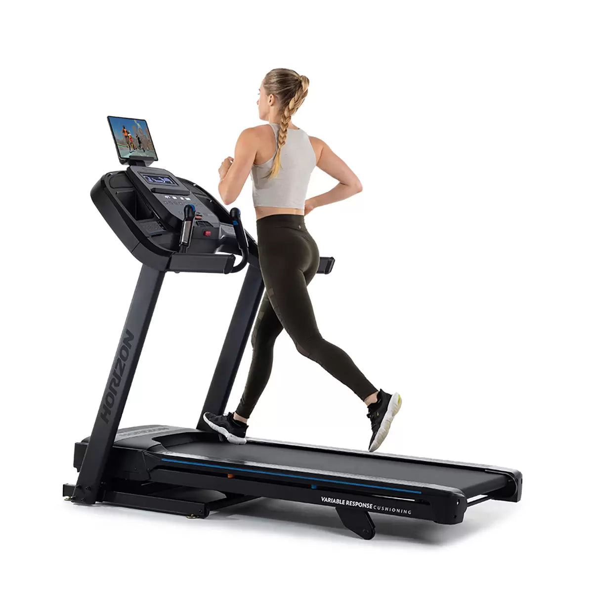 Installed Horizon Fitness 7.0 AtZone Treadmill and Protective Floor Mat