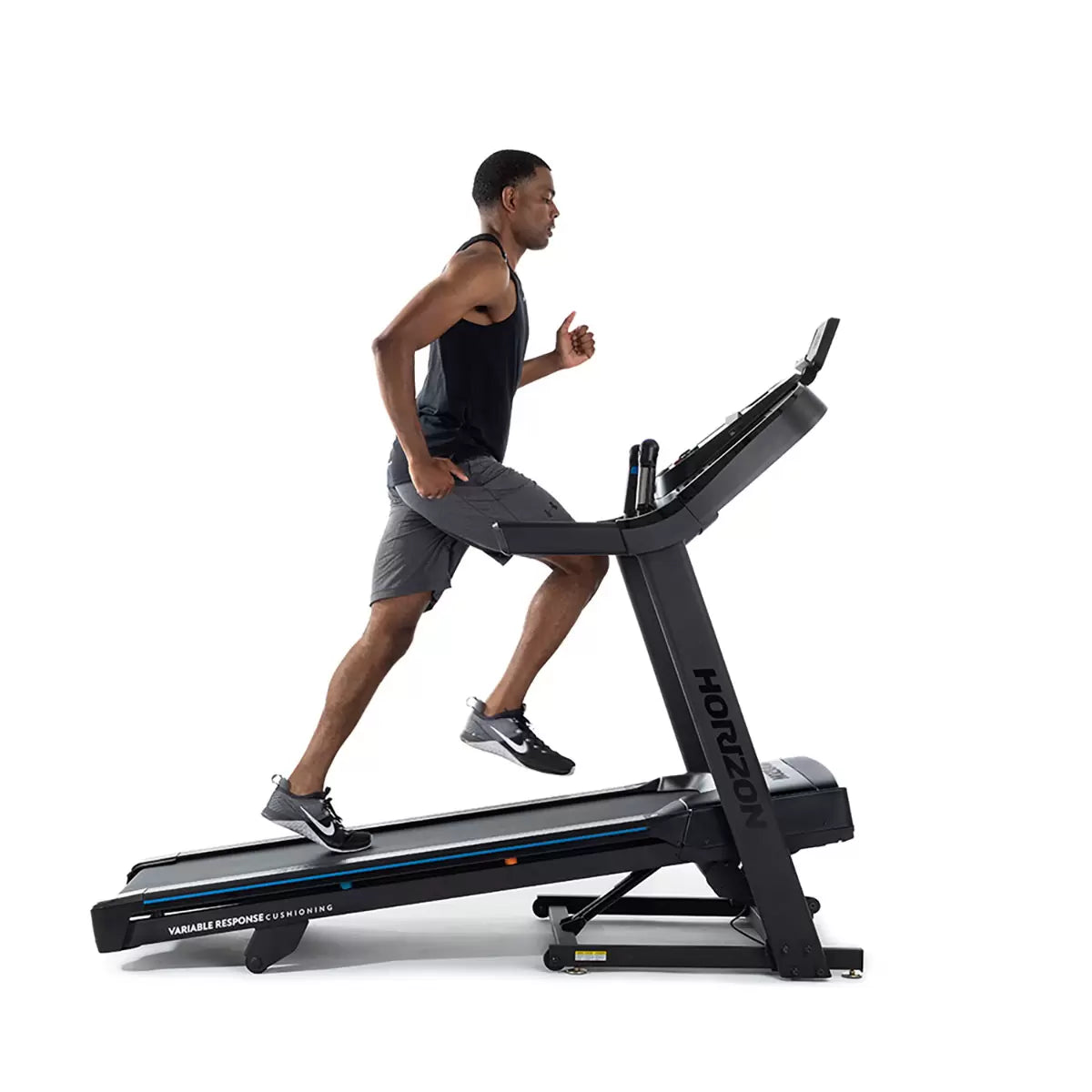 Installed Horizon Fitness 7.0 AtZone Treadmill and Protective Floor Mat