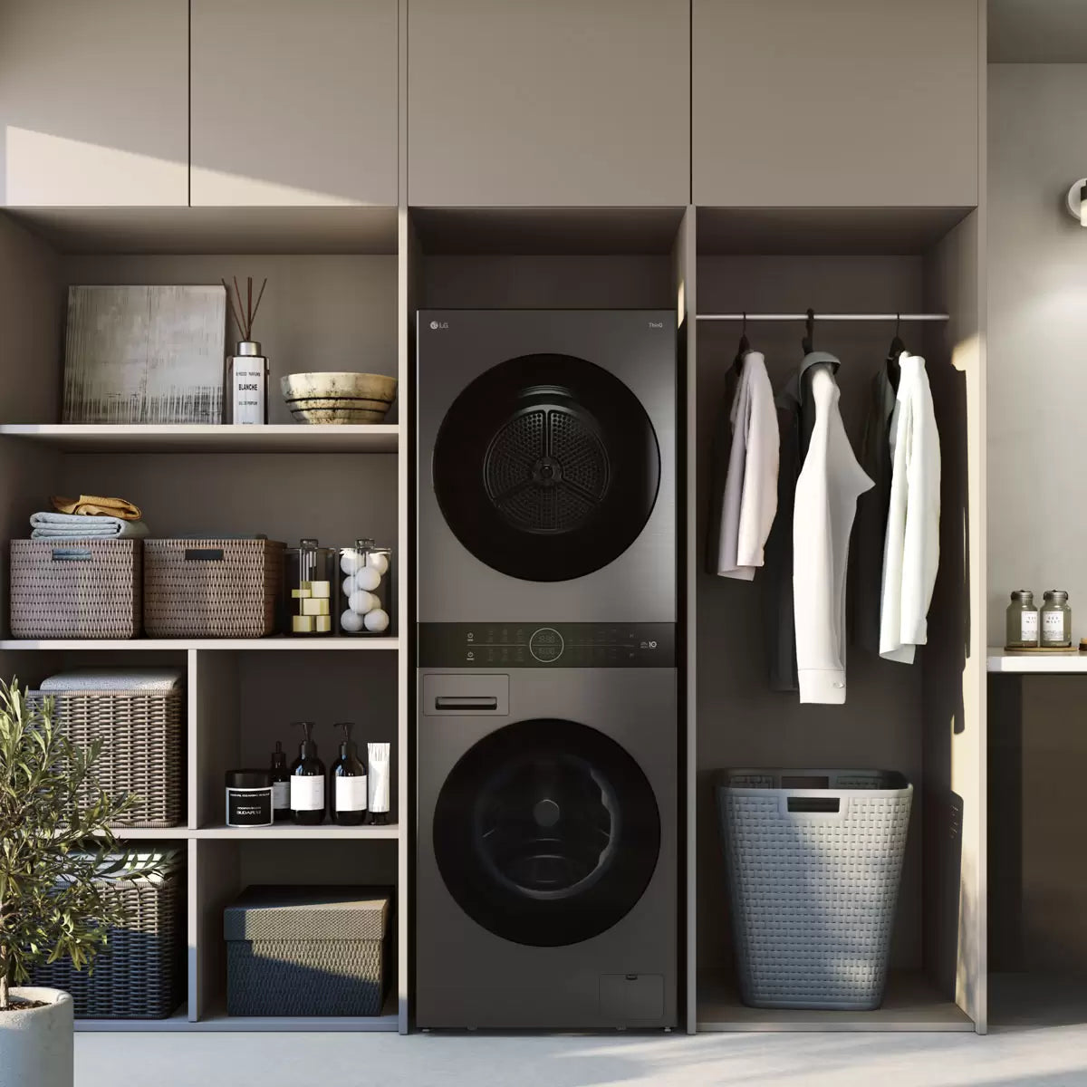 LG WT1210BBTN1, 12kg/10kg, 1400rpm, WashTower Rated in A/A+++ in Black Steel