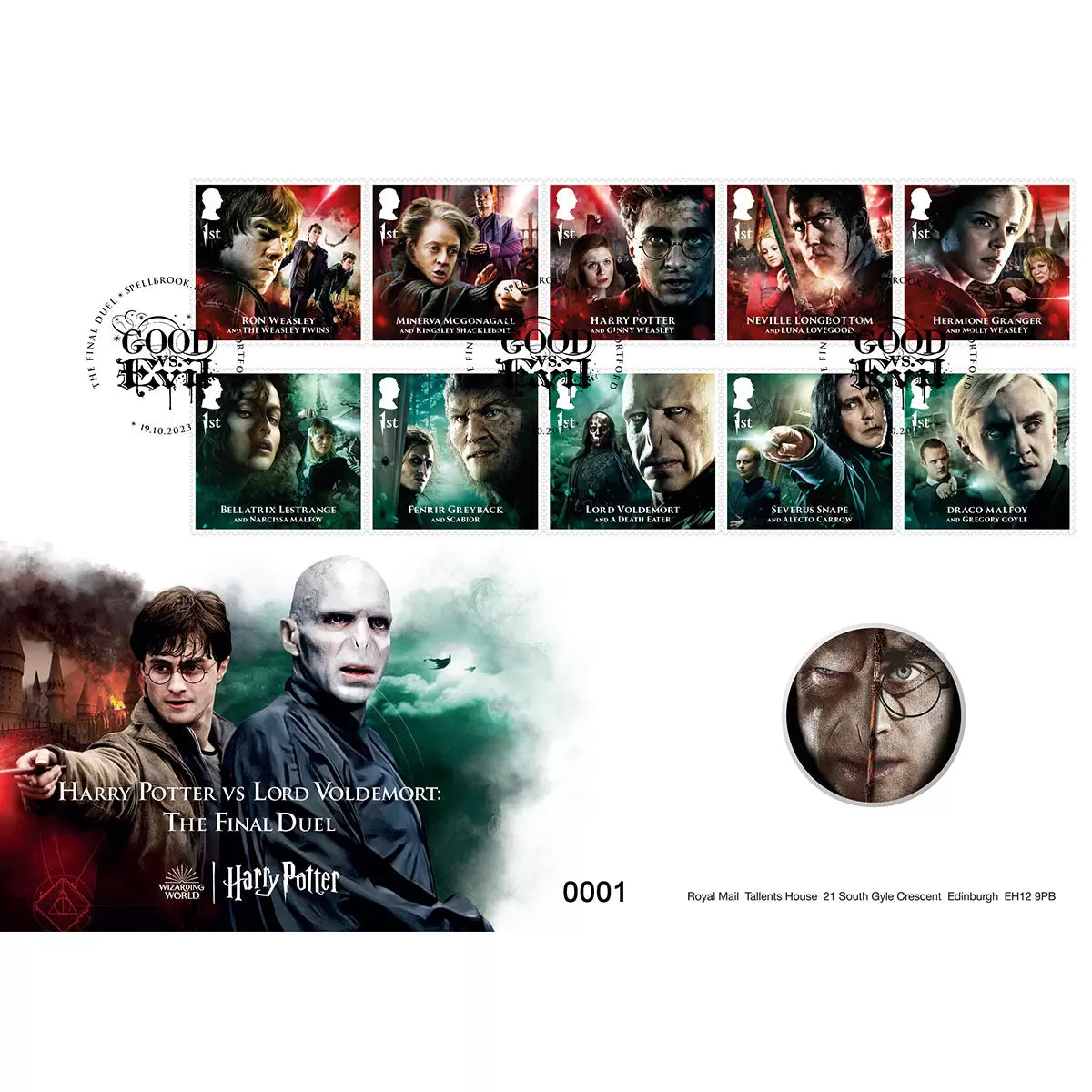Official Harry Potter Royal Mail Medal Cover – Harry Potter vs Lord Voldemort