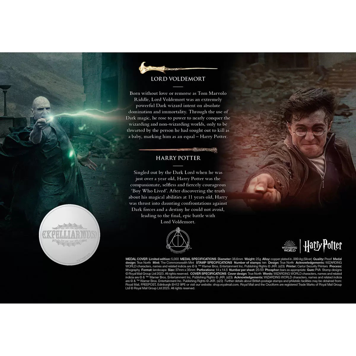 Official Harry Potter Royal Mail Medal Cover – Harry Potter vs Lord Voldemort
