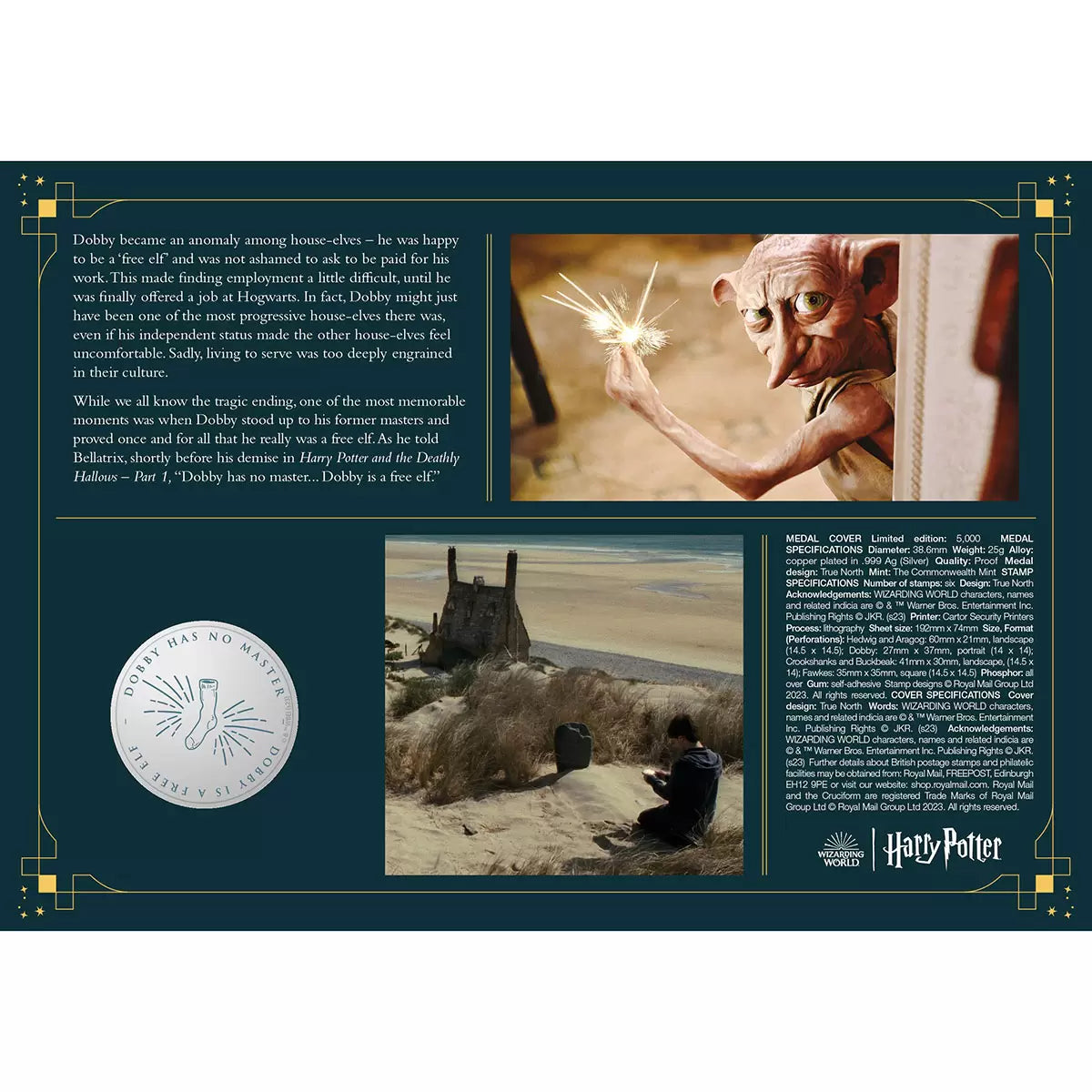 Official Harry Potter Limited Edition Medal Cover Dobby the House-Elf by Royal